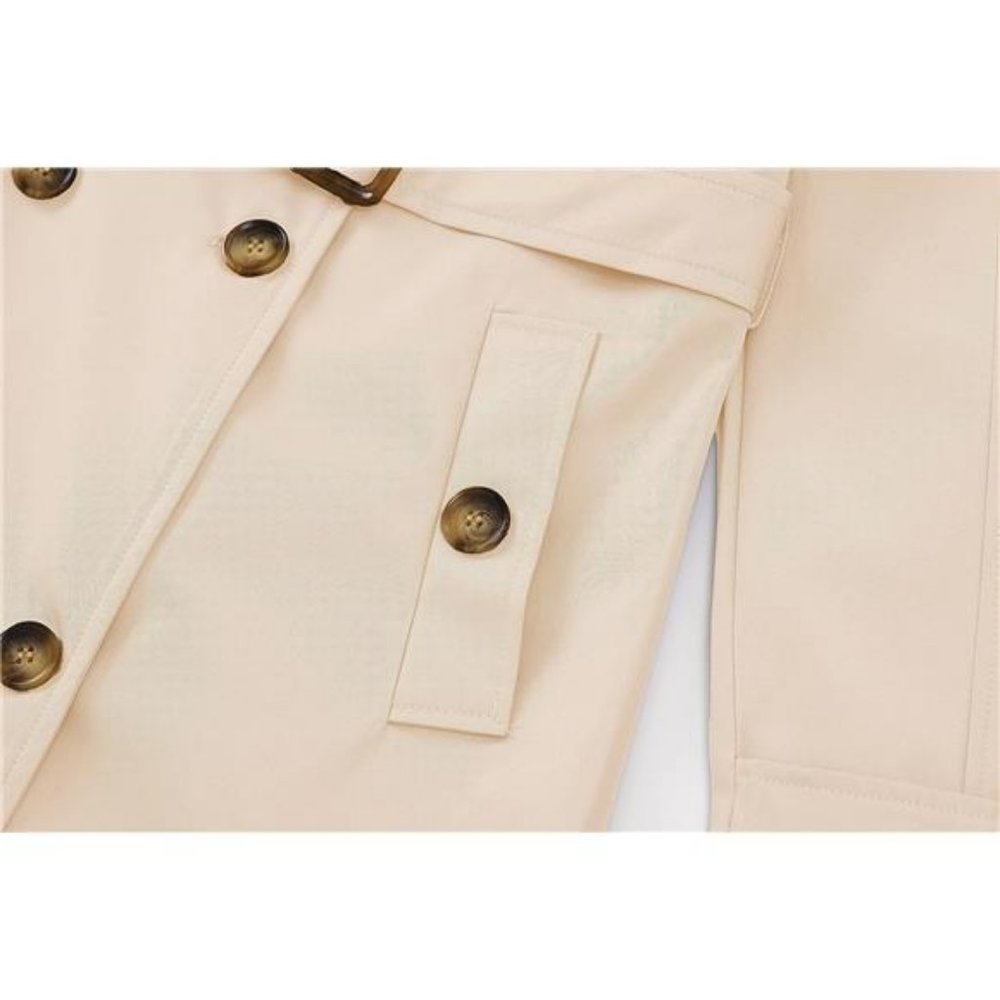 Double Breasted Trench Coats Mid-Length Belted Overcoat Long For Women - Picture 6 of 7
